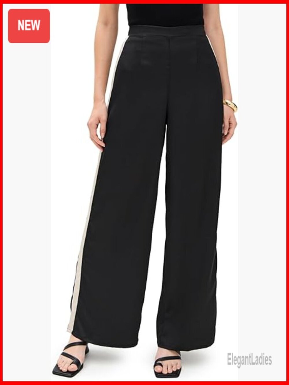Mid-Weight Stretch Charmeuse Casual Pants with Side Stripes
